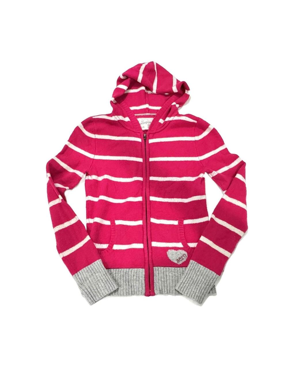 Vintage Y2K Pink Striped Aeropostale Zip Up Hoodie Coquette